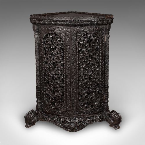 ANTIQUE VERANDA GIN CABINET CEYLON TEAK CORNER CUPBOARD VICTORIAN C1880 - ADDITIONAL PHOTO 1