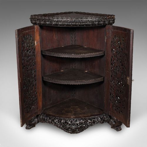 ANTIQUE VERANDA GIN CABINET CEYLON TEAK CORNER CUPBOARD VICTORIAN C1880 - ADDITIONAL PHOTO 2