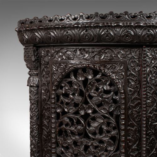 ANTIQUE VERANDA GIN CABINET CEYLON TEAK CORNER CUPBOARD VICTORIAN C1880 - ADDITIONAL PHOTO 6