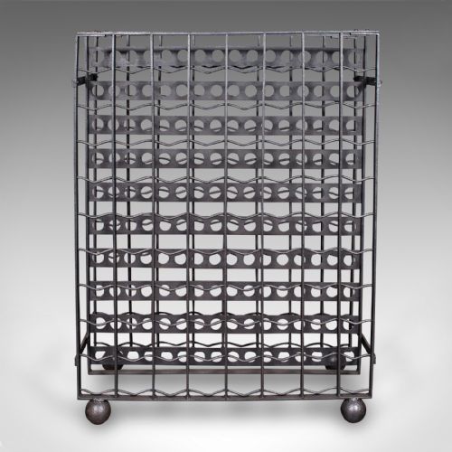 fig 1. Large Antique 160 Bottle Chateau Wine Rack, French Iron, Cellar Stand, Victorian