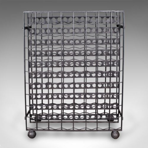 fig 4. Large Antique 160 Bottle Chateau Wine Rack, French Iron, Cellar Stand, Victorian
