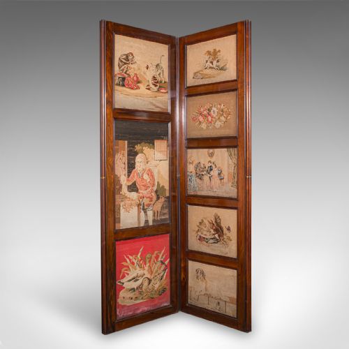 LARGE ANTIQUE 4PANEL PRIVACY SCREEN ENGLISH ROOM DIVIDER NEEDLEPOINT REGENCY - ADDITIONAL PHOTO 2