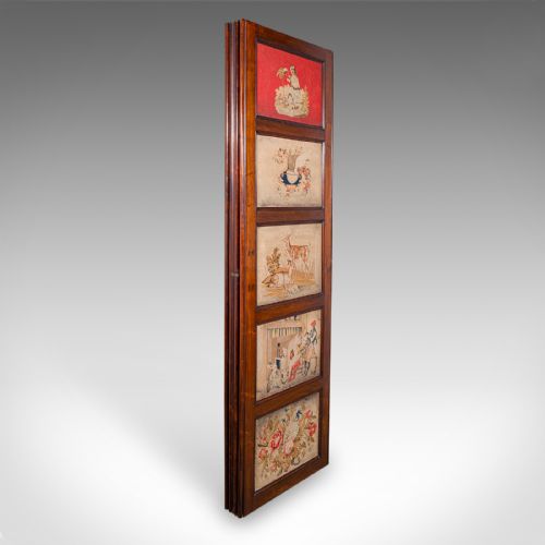 LARGE ANTIQUE 4PANEL PRIVACY SCREEN ENGLISH ROOM DIVIDER NEEDLEPOINT REGENCY - ADDITIONAL PHOTO 5