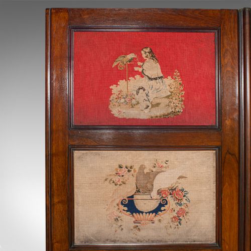 LARGE ANTIQUE 4PANEL PRIVACY SCREEN ENGLISH ROOM DIVIDER NEEDLEPOINT REGENCY - ADDITIONAL PHOTO 6