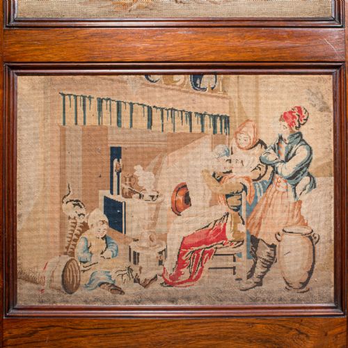 LARGE ANTIQUE 4PANEL PRIVACY SCREEN ENGLISH ROOM DIVIDER NEEDLEPOINT REGENCY - ADDITIONAL PHOTO 10