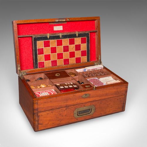 fig 1. Antique Parlour Games Compendium, English, Gaming Box, Chess, Cards, Victorian