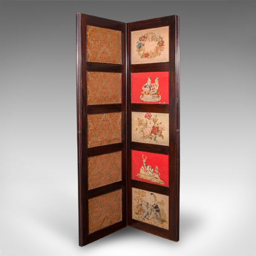 6' 7 TALL ANTIQUE ROOM DIVIDER ENGLISH NEEDLEPOINT PRIVACY SCREEN REGENCY - ADDITIONAL PHOTO 2