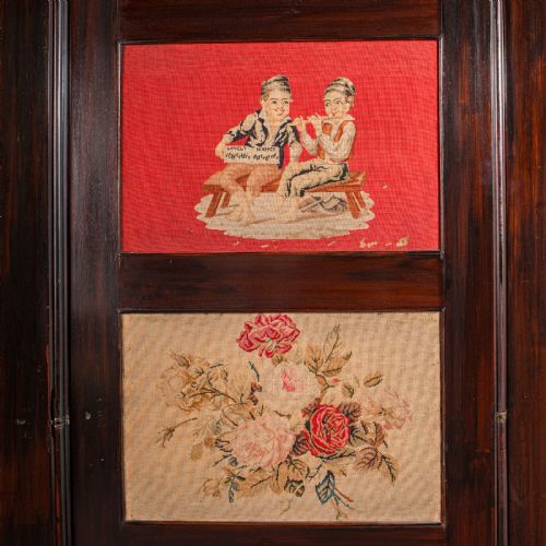 6' 7 TALL ANTIQUE ROOM DIVIDER ENGLISH NEEDLEPOINT PRIVACY SCREEN REGENCY - ADDITIONAL PHOTO 6