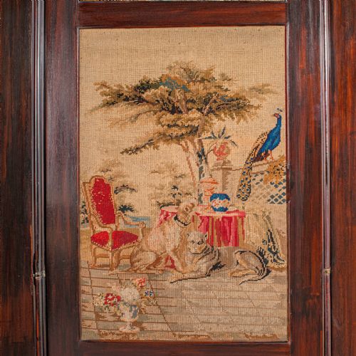 6' 7 TALL ANTIQUE ROOM DIVIDER ENGLISH NEEDLEPOINT PRIVACY SCREEN REGENCY - ADDITIONAL PHOTO 9