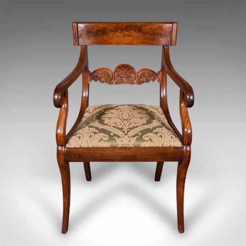 ANTIQUE ELBOW CHAIR ENGLISH DRAWING ROOM SEAT STUDY BEDROOM ARMCHAIR REGENCY - ADDITIONAL PHOTO 1