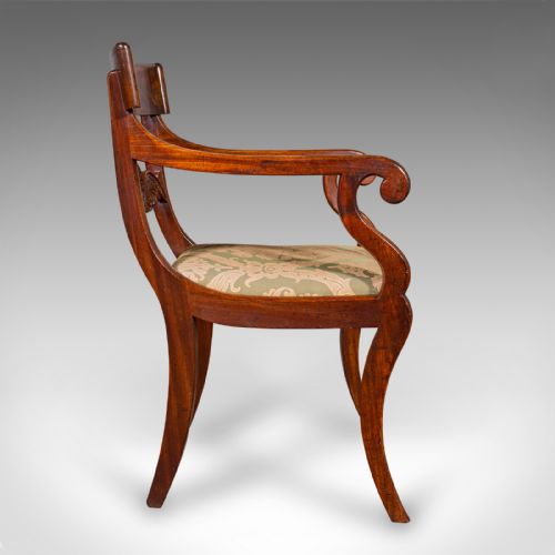 ANTIQUE ELBOW CHAIR ENGLISH DRAWING ROOM SEAT STUDY BEDROOM ARMCHAIR REGENCY - ADDITIONAL PHOTO 2