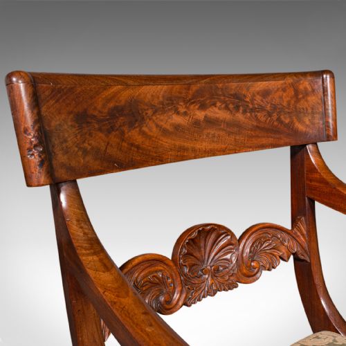 ANTIQUE ELBOW CHAIR ENGLISH DRAWING ROOM SEAT STUDY BEDROOM ARMCHAIR REGENCY - ADDITIONAL PHOTO 4