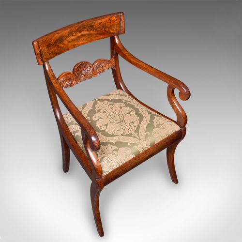 ANTIQUE ELBOW CHAIR ENGLISH DRAWING ROOM SEAT STUDY BEDROOM ARMCHAIR REGENCY - ADDITIONAL PHOTO 6