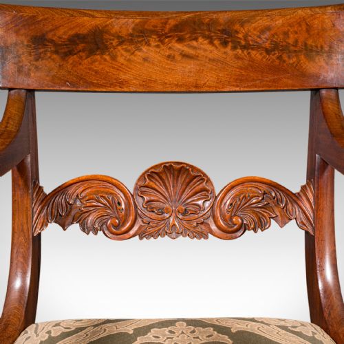 ANTIQUE ELBOW CHAIR ENGLISH DRAWING ROOM SEAT STUDY BEDROOM ARMCHAIR REGENCY - ADDITIONAL PHOTO 7