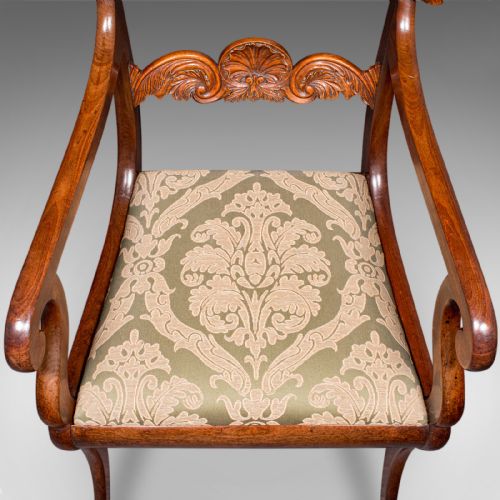 ANTIQUE ELBOW CHAIR ENGLISH DRAWING ROOM SEAT STUDY BEDROOM ARMCHAIR REGENCY - ADDITIONAL PHOTO 8