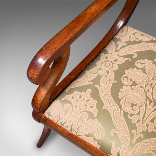 ANTIQUE ELBOW CHAIR ENGLISH DRAWING ROOM SEAT STUDY BEDROOM ARMCHAIR REGENCY - ADDITIONAL PHOTO 9