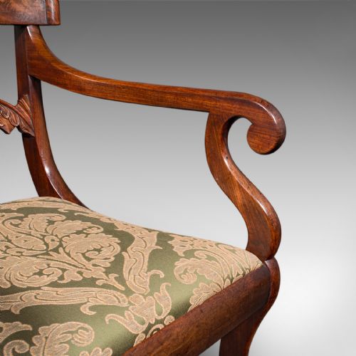 ANTIQUE ELBOW CHAIR ENGLISH DRAWING ROOM SEAT STUDY BEDROOM ARMCHAIR REGENCY - ADDITIONAL PHOTO 10