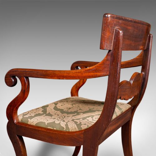 ANTIQUE ELBOW CHAIR ENGLISH DRAWING ROOM SEAT STUDY BEDROOM ARMCHAIR REGENCY - ADDITIONAL PHOTO 11