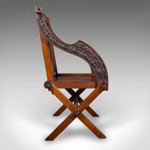 ANTIQUE GLASTONBURY CHAIR ENGLISH OAK ELBOW SEAT GOTHIC REVIVAL VICTORIAN - ADDITIONAL PHOTO 2