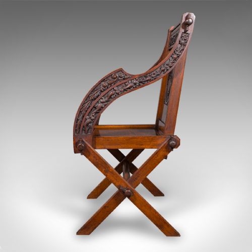 ANTIQUE GLASTONBURY CHAIR ENGLISH OAK ELBOW SEAT GOTHIC REVIVAL VICTORIAN - ADDITIONAL PHOTO 4