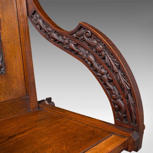 ANTIQUE GLASTONBURY CHAIR ENGLISH OAK ELBOW SEAT GOTHIC REVIVAL VICTORIAN - ADDITIONAL PHOTO 8