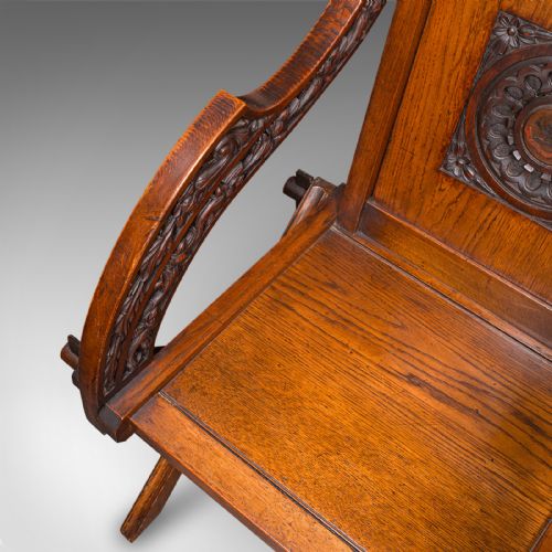 ANTIQUE GLASTONBURY CHAIR ENGLISH OAK ELBOW SEAT GOTHIC REVIVAL VICTORIAN - ADDITIONAL PHOTO 9