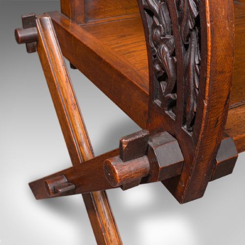 ANTIQUE GLASTONBURY CHAIR ENGLISH OAK ELBOW SEAT GOTHIC REVIVAL VICTORIAN - ADDITIONAL PHOTO 10