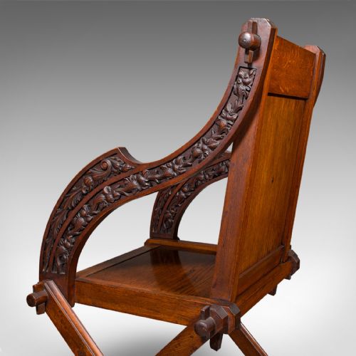 ANTIQUE GLASTONBURY CHAIR ENGLISH OAK ELBOW SEAT GOTHIC REVIVAL VICTORIAN - ADDITIONAL PHOTO 11