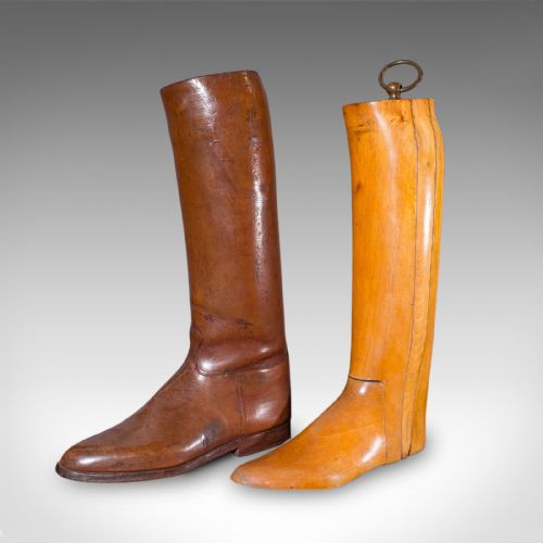 ANTIQUE BOOTMAKERS DISPLAY ENGLISH LEATHER BOOT STRETCHER SET EDWARDIAN - ADDITIONAL PHOTO 1