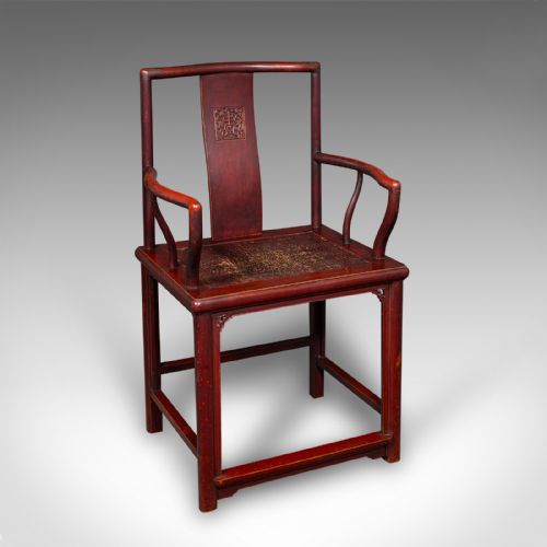PAIR OF ANTIQUE SIDE CHAIRS ORIENTAL LACQUERED ELBOW SEATS CANE VICTORIAN - ADDITIONAL PHOTO 1