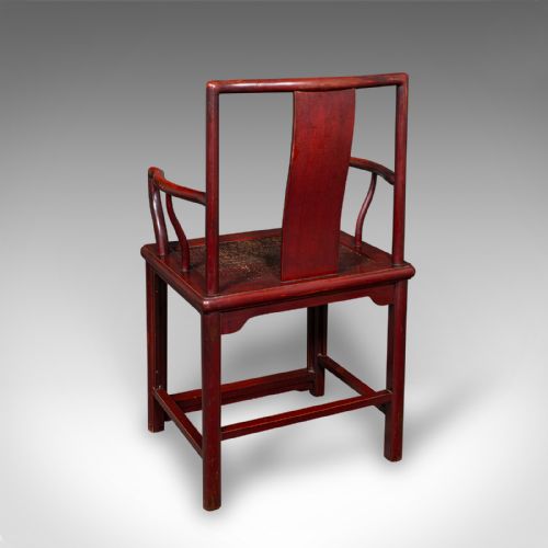 PAIR OF ANTIQUE SIDE CHAIRS ORIENTAL LACQUERED ELBOW SEATS CANE VICTORIAN - ADDITIONAL PHOTO 2