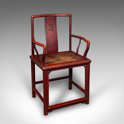PAIR OF ANTIQUE SIDE CHAIRS ORIENTAL LACQUERED ELBOW SEATS CANE VICTORIAN - ADDITIONAL PHOTO 3