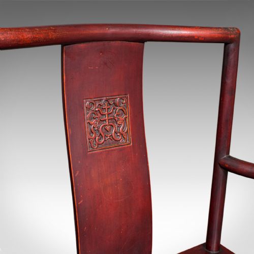 PAIR OF ANTIQUE SIDE CHAIRS ORIENTAL LACQUERED ELBOW SEATS CANE VICTORIAN - ADDITIONAL PHOTO 8