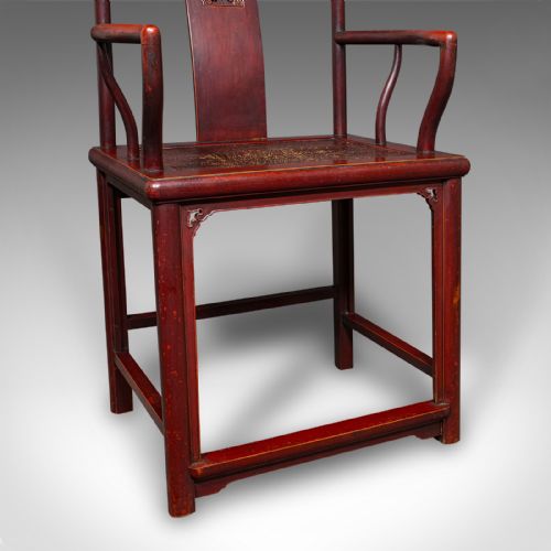 PAIR OF ANTIQUE SIDE CHAIRS ORIENTAL LACQUERED ELBOW SEATS CANE VICTORIAN - ADDITIONAL PHOTO 11