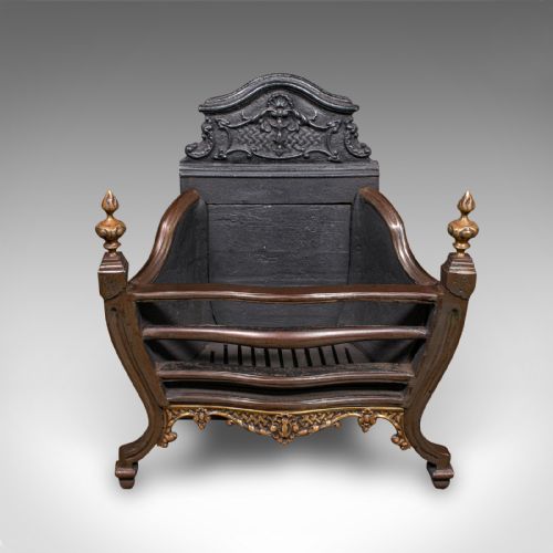 fig 1. Antique Free-standing Fire Basket, English, Hearth, Georgian Revival, Victorian