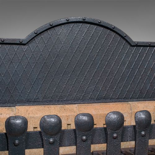 LARGE ANTIQUE FIREPLACE SET ENGLISH INGLENOOK FIRE BASKET ANDIRONS VICTORIAN - ADDITIONAL PHOTO 6