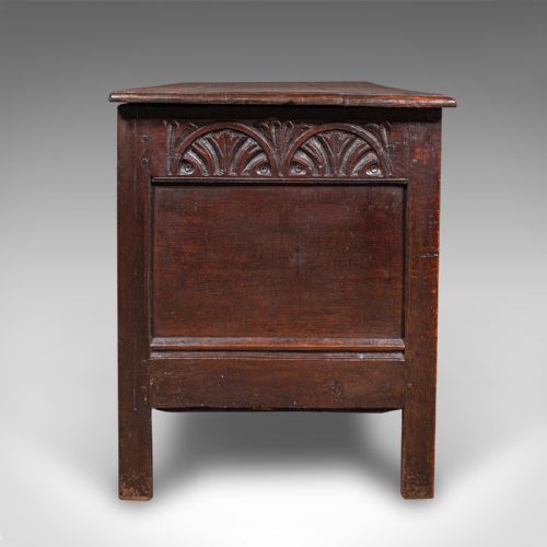 LARGE ANTIQUE CARVED COFFER ENGLISH OAK BLANKET CHEST WILLIAM III CIRCA 1700 - ADDITIONAL PHOTO 3