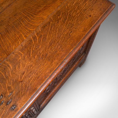 LARGE ANTIQUE CARVED COFFER ENGLISH OAK BLANKET CHEST WILLIAM III CIRCA 1700 - ADDITIONAL PHOTO 8