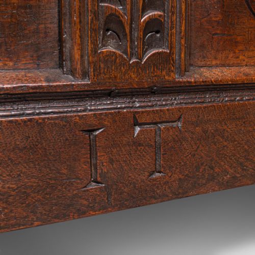 LARGE ANTIQUE CARVED COFFER ENGLISH OAK BLANKET CHEST WILLIAM III CIRCA 1700 - ADDITIONAL PHOTO 11