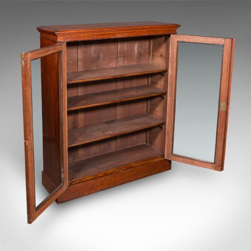 ANTIQUE DISPLAY BOOKCASE ENGLISH GLAZED BOOK CABINET HOME LIBRARY VICTORIAN - ADDITIONAL PHOTO 1