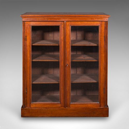 ANTIQUE DISPLAY BOOKCASE ENGLISH GLAZED BOOK CABINET HOME LIBRARY VICTORIAN - ADDITIONAL PHOTO 2
