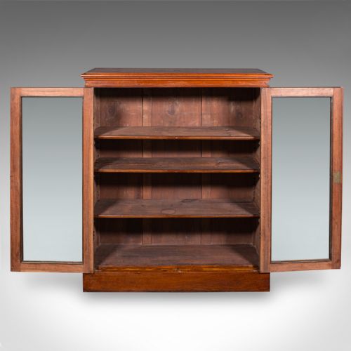 ANTIQUE DISPLAY BOOKCASE ENGLISH GLAZED BOOK CABINET HOME LIBRARY VICTORIAN - ADDITIONAL PHOTO 3