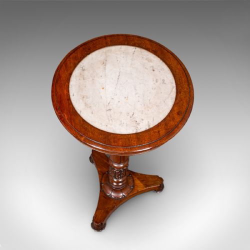 ANTIQUE JARDINIERE STAND ENGLISH WALNUT MARBLE PLANTER TABLE WILLIAM IV - ADDITIONAL PHOTO 5