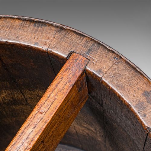 ANTIQUE COOPERED STICK STAND ENGLISH OAK BARREL UMBRELLA LOOP VICTORIAN - ADDITIONAL PHOTO 6