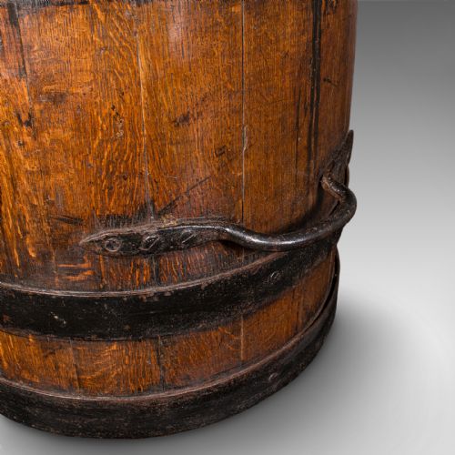 ANTIQUE COOPERED STICK STAND ENGLISH OAK BARREL UMBRELLA LOOP VICTORIAN - ADDITIONAL PHOTO 8