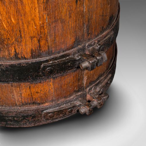 ANTIQUE COOPERED STICK STAND ENGLISH OAK BARREL UMBRELLA LOOP VICTORIAN - ADDITIONAL PHOTO 9