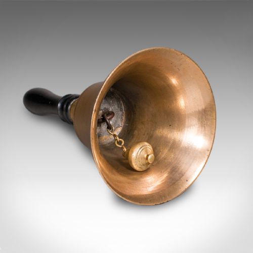 ANTIQUE SCHOOLMASTER'S HAND BELL ENGLISH BRONZE DINNER CHIME EDWARDIAN 1910 - ADDITIONAL PHOTO 1