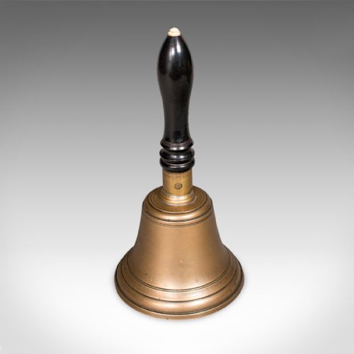 ANTIQUE SCHOOLMASTER'S HAND BELL ENGLISH BRONZE DINNER CHIME EDWARDIAN 1910 - ADDITIONAL PHOTO 2