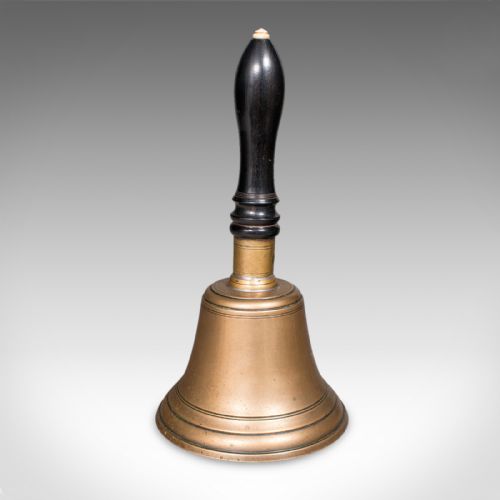 ANTIQUE SCHOOLMASTER'S HAND BELL ENGLISH BRONZE DINNER CHIME EDWARDIAN 1910 - ADDITIONAL PHOTO 3