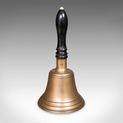 ANTIQUE SCHOOLMASTER'S HAND BELL ENGLISH BRONZE DINNER CHIME EDWARDIAN 1910 - ADDITIONAL PHOTO 4